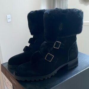 Talbots Tish Buckle Faux Fur Ankle Boot 8.5M